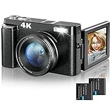 4K Digitalkamera Fotokamera Autofokus 48MP Kompaktkamera mit 3 Zoll 180° Flip Bildschirm Blitzlicht Fotoapparat mit Bildstabilisierung Webcam Live Vlogging Digitalkamera für Tiktok