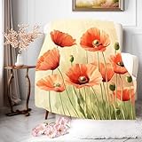 Kuscheldecke Mohnblume Leuchtend Rote Mohnblume Sofadecke Wärme Wohndecke Weich Flanell Decke Für Bank Wohnzimmer Drinnen M