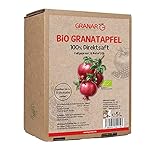 Granar 5 Liter Bio Granatapfel Direktsaft Muttersaft, 100% Granatapfelsaft in der Box, Naturtrüb, ungefiltert und naturtrüb, Alle 6 Wochen frisch abgefüllt