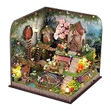 UINOFER DIY Gewächshaus Holz, Miniatur Garten Haus Selber Bauen mit Möbeln, Kreatives Bausatz Erwachsene, Modellbausatz für Erwachsene und Kinder (Magical Forest)