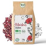 ORIGEENS HIBISKUSTEE BIO 1kg Premiumqualität | Bio Hibiskusblüten getrocknet für Tee, Früchtetee, Eistee, Karkade tee | Hibiskus Tee für Drainage Detox-Kur