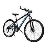 Sindipanda 26 Zoll 21 Gang Mountainbike für Damen und Herren l Schwarz+Blau l Schaltung Bike Scheibenbremsen,Vollfederung