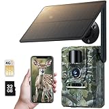 XTU 4G Wildkamera mit SIM Karte - LTE Solar Wildtierkamera mit Handyübertragung App,PIR Bewegungsmelder, No-Glow Infrarot Nachtsichtkamera mit 7800mAh Akku,32GB SD Karte,2-Wege-Audio IP66