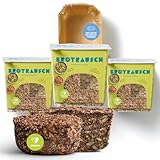 Brotrausch Paleo Brotbackmischung Brot 3er Pack | 3 x 400g inkl. Brotbackform aus Holz | natürlich, vegan, ohne Zusatzstoffe, lower carb, hefefrei, ohne Weizen