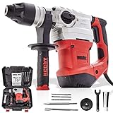 HECHT starkes Bohrhammer Set mit 1500 Watt (Zerstörer 2025) – Mit Zubehör, Meißel und Koffer – Perfekt für Beton – Mit Meißelfunktion (enorme 6 Joule) - Robuster Bohrhammer