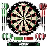 WINMAU Dartscheibe - Masters Pro Profi Dartscheibe Steeldart aus Sisal - Enthält Dartscheibe, Dartpfeile, Flights, Schäfte und Oche-Streifen – Profi Steel-Dartscheibe-Set für Erwachsene