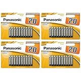 PANASONIC 4 Blisterpackungen mit je 20 Alkaline-Batterien Power Bronze LR03 AAA 1,5 V