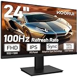 KOORUI 24 Zoll Monitor mit Lautsprecher, Rahmenlos Bildschirm, IPS PC Monitor, FHD 1080P, HDMI 1.4 (100Hz) & VGA(60Hz), VESA 75 x 75 mm,Adaptive Sync, Eye Care