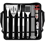 13-teiliges Grillbesteck-Set, komplettes Zubehör in tragbarer Tasche, Edelstahl-Zubehörset mit Fleischinjektor, für Männer und Frauen beim Camping im Hinterhof