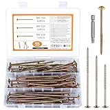 55 STK Holzschrauben mit Torx-Antrieb, Torx Schrauben Set, Terrassenschrauben, Holzbauschrauben, Spanplattenschrauben, Universalschrauben, Selbstschneidende Tellerkopfschrauben, Terrassen Schrauben