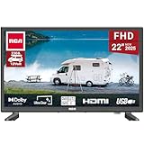 RCA E22 TV 22 Zoll 12V/230v 1080p LED Fernseher 56cm Full HD Dolby Audio Triple Tuner VGA/HDMI/USB TV für Wohnwagen/Wohnmobil/Camping/Caravan/Boot/LKW [2025]