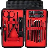 Retoo Manikure-Set, Maniküre Pediküre Set 16 Teiliges, Nagelknipser, Edelstahl, Professionelles Nagelset für Damen, Herren, Reisetasche, Nagelschere, Nagelpflege Kit für Zuhause, Reisen, Schwarz