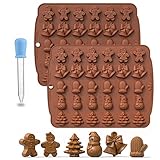 ysister 2 Weihnachten Schokoladenformen Silikon 6 Muster Pralinenform Weihnachten Silikon,Weihnachten Schokolade Form,Non Stick 3D-Schokoladenform Weihnachten Pralinen Gelee Schokolade (Braun)