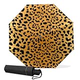 GISPOG Automatischer faltbarer Regenschirm, Leopardenmuster, wasserdicht, kompakt, für Sonne und Regen, Reiseschirme für Damen und Herren, einfarbig, Einheitsgröße