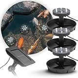 Teichbeleuchtung Solar – 3 Teichlampen Unterwasser mit Solarpanel, 18 LEDs, IP68 wasserdicht – Unterwasserbeleuchtung Teich, Brunnen & Garten, Solar Unterwasserbeleuchtung Teichleuchten