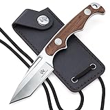 Wolfgangs ACUS Neck Knife Mini Messer - inklusive Leder Scheide und Halskette zum Umhängen - Mini Tactical Survival Outdoor Messer für verstecktes Tragen - EDC Messer Kette Legal in Deutschland