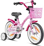 PROMETHEUS BICYCLES Kinderfahrrad ab 4 Jahren - Mädchenfahrrad 14 Zoll Kinder Fahrrad Mädchen Fahrrad Kinder mit Stützräder Rücktrittbremse in Rosa