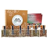 UMBRELLA BIO Italien Geschenkbox Bella Italia I 6 italienische Kräuter & Gewürze Geschenk Premium Box I Geschenkset Italien Gewürzmischungen in Bio-Qualität + Rezepte
