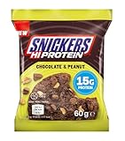Snickers High Protein Cookie (12 x 60g) – Chocolate & Peanut – 15g Eiweiß pro Cookie – Weniger Zucker – Protein-Keks – Ideal für Sport & Fitness
