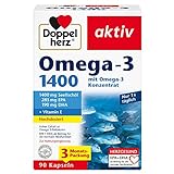 Doppelherz Omega-3 1400 mg - Hochdosiertes Omega-3-Konzentrat plus Vitamin E - Hoher Gehalt an Omega-3-Fettsäuren EPA & DHA - 90 Kapseln