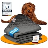 SympaTierisch wasserdichte Hundedecke - Robuste Hundematte als Schutz für Sofa & Bett - rutschfeste Hundedecke auch für große Hunde geeignet - in der Waschmaschine waschbar - 80 x 60 cm - grau