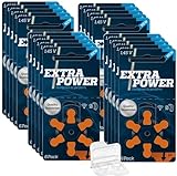 120x Extra Power Gr. 13 Blister Hörgerätebatterien PR48 Orange 24606 + Aufbewahrungsbox
