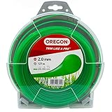 Oregon Trimmerfaden für Rasentrimmer, Ersatz Mähfaden 2mm für Motorsensen & Freischneider, Universal Freischneider Zubehör, Runder Allzweck Trimmerfaden 2mm x 127m Spule, Grün (69-358-GR)