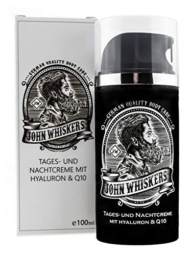 John Whiskers Tages- und Nachtcreme – Made in Germany – mit Hyaluron und Q10 – Gesichtspflege und Feuchtigkeitscreme für Männer