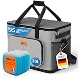 Kühltasche groß 30L + 6 Mini Kühlakkus – perfekt als Picknicktasche & Lunchtasche von BigDean