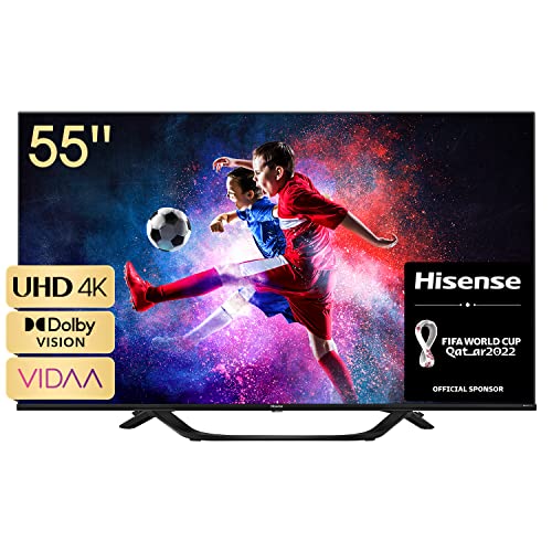 Hisense 55A67H 139cm (55 Zoll) Fernseher, 4K UHD Smart TV, HDR, Dolby Vision, Triple Tuner DVB-C/S/ S2/ T/ T2/ Frameless, Wifi, Bluetooth, DTS Virtual X, Alexa Built-in, Hotel Mode, Schwarz [2022 ]