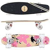 FunTomia Mini-Board Cruiser Skateboard 57cm aus 7-lagigem kanadischem Ahornholz inkl. Mach1 ABEC-9 Kugellager - mit oder Ohne LED Rollen