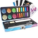 JANZU Aquarellfarben-Set, Glitzer-Aquarellfarben, 18 Farben (12 Metallic und 6 Chamäleon), tragbares Reise-Set mit Pinsel