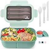 Brotdose mit Trennfächern Set,1250ml Lunchbox mit Fächern Kinder/ Erwachsene,Bento Box Frühstücksdose,Brotbüchse Vesperbox mit Besteck,Brotzeitbox Brotbox,Essensbox Jausenbox,Frühstücksbox Vesperdose