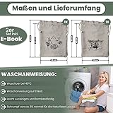 FABIGREEN® - Brotbeutel aus 100% Natur Leinen - 2er Set [NOTE 1,1] - Brot-Taschen zum Brot Aufbewahren ohne Schimmel - Frischhalten - inkl. E-Book (unterschiedliche Designs)