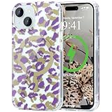 LAPOPNUT Schutzhülle Kompatibel mit iPhone 14/13 Schutzhülle aus Weichem Silikon Leopardenmuster Stoßfest für Frauen Schutzhülle für iPhone 14/13 Violett