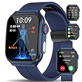 Marsyu 2024 Smartwatch Herren mit EKG Telefonfunktion 1.96' Fitnessuhr mit 24/7 Blutdruck SpO2 Herzfrequenz Körpertemperaturmessung, 150+ Sportmodi IP68 Wasserdicht Sportuhr für Android iOS, Blau