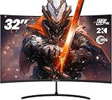 CRUA Curved Gaming Monitor 32 Zoll (80 cm), 165 Hz, WQHD (2560x1440 px), 1 ms Reaktionszeit HDR, 1500R, FreeSync/G-Sync kompatibel, Eye Care, HDMI, Display Port, 3,5mm Audio