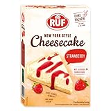RUF New York Cheesecake Strawberry ohne Backen, Original amerikanischer Käsekuchen mit Erdbeersoße, 1 x 360g