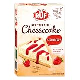 RUF New York Cheesecake Strawberry ohne Backen, Original amerikanischer Käsekuchen mit Erdbeersoße, 1 x 360g