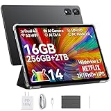 Blackview Tab16Pro Tablet 11 Zoll, Android 14 Tablet 16GB RAM 256GB ROM (2TB TF) 4G LTE 5G WiFi Tablet mit Stift und Hülle, 13MP+8MP, 7700mAh, 2K Display Widevine L1, GPS