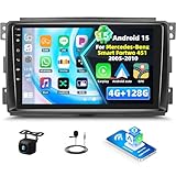 4+128G Android 15 Autoradio für Mercedes-Benz Smart Fortwo 451 2005-2010, 9' Incell Touchscreen-Radio mit Wireless CarPlay & Android Auto Bluetooth 5.0 GPS WiFi FM/RDS 32EQ+ AHD Rückfahrkamera