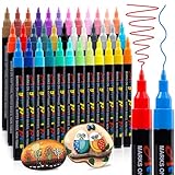 Acrylstifte für Steine Wasserfest, 36 Farben Stifte Steine Bemalen Multimarker Steine Zum Bemalen Acrylmarker für Holz, Leinwand, Glas, Papier, Keramik, Halloween Deko Kürbis