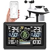 jely Wlan Wetterstation mit APP Wifi Wetterstation Funk mit Außensensor Thermometer Hygrometer Ausen Funkwetterstation mit Windmesser, Regenmesser, Temperatur, Luftfeuchtigkeit, Luftdruck, UV-Index