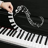 Klavier Keyboard Noten für 88/61 Tasten Tastatur, Farbe Kieselgel Entfernbar Piano Keyboard für Tasten, Klaviertasten für Kinder Anfänger Klavier Lernen (Schwarz)
