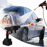 90 Bar Hochdruckreiniger, Handgehaltene Akku Hochdruckreiniger mit Akku und 5m Schlauch Leistungsstarke 50000rpm Pumpe Woking mit Wasserflaschen Eimern für Autos Garten