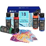 INK LAB Pouring Acrylfarben Set 18 Farben Flüssige Gießfarbe 60ml Flaschen Vorgemischte Acrylfarben Pouring für Leinwand Holz Papier Glas Stein Keramik Fliesen