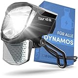BÜCHEL Tour Dynamo Lampe mit Standlicht und StVZO Zulassung I 45 LUX Fahrradlampe vorne, LED Standlicht, Fahrrad Scheinwerfer, LED Fahrradlicht vorne, Schwarz