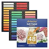 Artecho Pastellkreide 48er Premium Set, 46 Farben Darunter 4 Fluoreszierende Farben, Extra Schwarz & Weiß, Ideal für Künstler, Hobbymaler, Schule, Kunstunterricht.