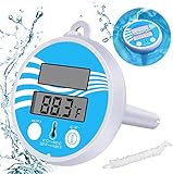 Schwimmende Pool Thermometer, Schwimmbadthermometer, Digitales Solar-Schwimm Wasserthermometer mit Schnur für Außen- und Innenschwimmbäder, Spas, Whirlpools, Aquarien und Fischteiche