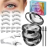 Zeawavsl 4 Paar Magnetische Wimpern, 3D-NatüRlicher Look – Wiederverwendbar Und Wasserfest, Kein Eyeliner Erforderlich – Wird Mit Clip Und Pinsel Geliefert – Geeignet FüR AlltäGliches Make-Up